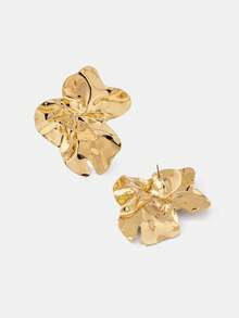 Lumivelle 1 Pair Geometric Chic Iron Stud Earrings, Suitable For Weddings, Parties And Daily Wear - Yellow Gold - View 3