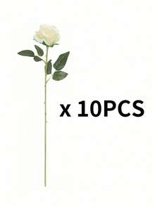 1pc/ 6pcs/ 10pcs Artificial Silk Roses Flowers Realistic Long Stem Fake Rose Bouquet For Home Wedding Party Mother Day Valentine Table Centerpiece DIY Arrangement - White - View 11