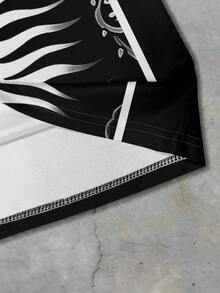 Manfinity EMRG 男士V领圣母玛利亚印花短袖休闲网眼T恤 - 彩色 - 查看 5