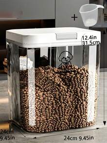 1个2.9升/5升/10升/15升防潮防虫宠物食品储存容器，大容量猫/狗食品储存桶，宠物密封谷物储存，透明设计方便查看剩余食物。 - 彩色 - 查看 8