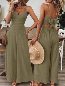 Breezaya Women's V-Neck Fuchsia Sleeveless Jumpsuit, Suitable For Spring/Summer Vacation - Grey - View 1