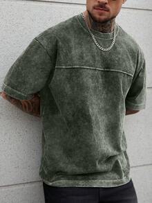 Manfinity CasualCool Men's Round Neck Short Sleeve Casual Loose Versatile T-Shirt - Olive Green - View 5