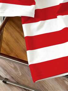 Manfinity Joysei Men's Striped & Letter Print Short Sleeve Polo Shirt - Red and White - View 4