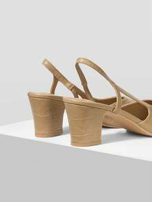 MOTF Zapatos de mujer de nuevo estilo europeo y americano con empalme de aire lateral, punta redonda y tacón medio grueso, color albaricoque, versátil, cómodo, casual, elegante y clásico de moda con tacones altos - Albaricoque oscuro - Ver 8