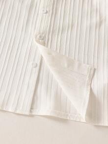 SHEIN Mirajuku Bộ 2 món đồ mặc nhà kiểu học sinh thường ngày đơn giản dành cho nam thiếu niên, gồm áo sơ mi và quần trắng. - Màu xanh lam - Xem 3