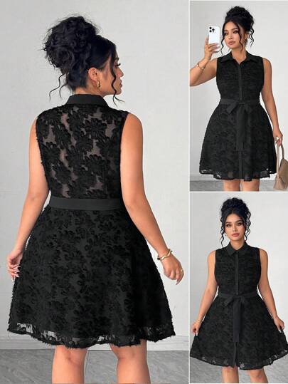 SHEIN Elenzya 优雅夏季女式连衣裙，采用大号梭织面料制成