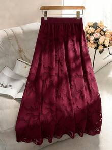 Modelyn 酒红色优雅女士半身裙 - 酒紅色 - 查看 3