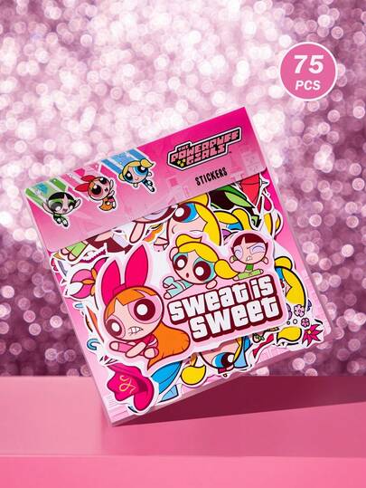 THE POWERPUFF GIRLS X SHEIN Cartoon Stickers, Suitable For Water Bottles, Mobile Phones, Protective Covers, Laptops, Skateboards, Etc, Gift