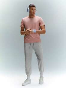 Driftmere 男士纯色斜口袋抽绳腰裤，适合秋季 - 淺灰色 - 查看 10