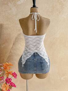 Soleia 女士不对称下摆贝壳装饰项链衬衫，适合海滩度假和夏季穿着 - 白色 - 查看 2