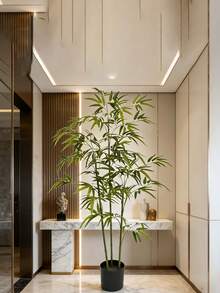 Trang trí phòng khách bằng tre giả, cây xanh phong cách Thiền Trung Hoa mới, cây trang trí chậu lớn từ sàn đến trần nhà, cây bonsai cỡ lớn, tre giả. - màu xanh lá - Xem 5