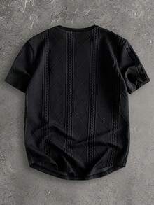 HIMLAND Men's Casual Commuter Elegant Embroidered T-Shirt - Black - View 6