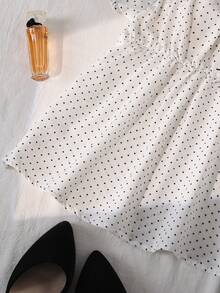 SHEIN Teen GirlPolka Dot Print Casual Shirt - White - View 5