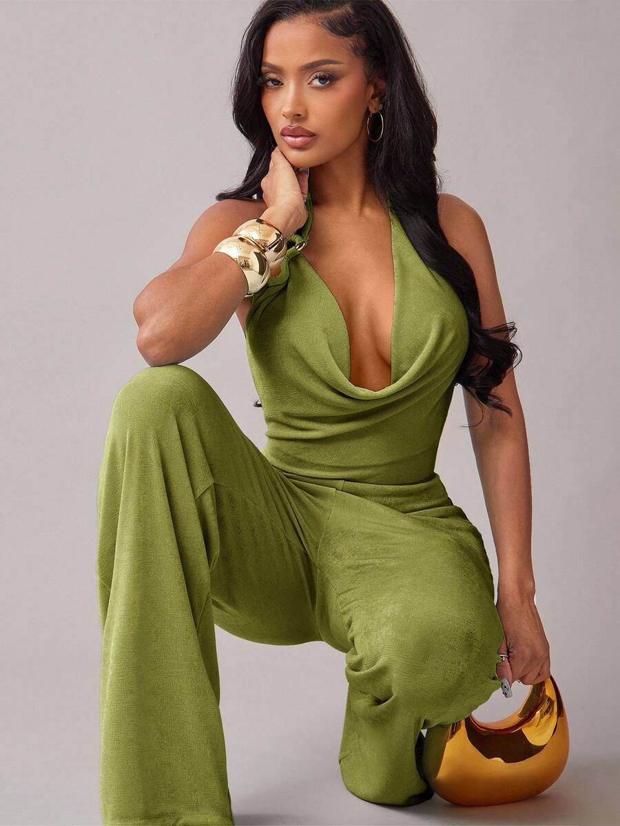 Radiana 女士性感优雅露背连体裤，适合约会、聚会、派对、夜店、嘉年华等场合。 - 綠色 - 查看 1