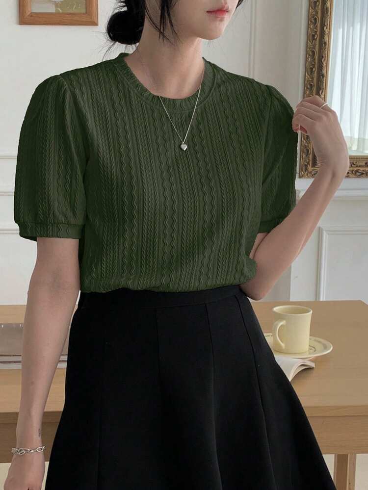 Women's Summer Round Neck Commuting Versatile Loose Casual Short Sleeve T-Shirt