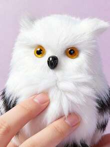 POKOJA LAND 猫头鹰毛绒玩具，逼真猫头鹰毛绒玩具，柔软白色皮毛，细节栩栩如生，可爱猫头鹰毛绒包挂件，生日礼物惊喜礼品及房间装饰 - 彩色 - 查看 7