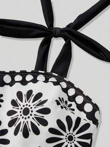 SHEIN Swim Oasis 26SS 春夏度假沙滩波西米亚风绿色碎花连体泳衣及半裙套装 - 彩色 - 查看 8