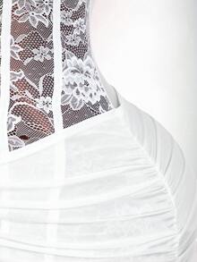 Amplova Women's Sexy Mini Dress, Pure White, Suitable For Wedding Season, Bridesmaid And Bride Outfit, Revealing Waist, Pleated Strapless Mini Dress - White - View 7