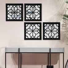 Cirelle 1pc Square Decorative Wall Mirror | Geometric Hollow-Out Window Mirror| Easy-To-Hang Accent Mirror For Entryway Decor - multicolor - View 3