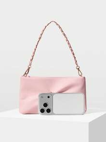 MOTF Túi xách nữ dây mảnh, thích hợp cho hẹn hò, dự tiệc, cầm tay. - Hồng nhạt - Xem 4