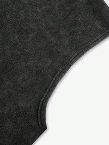 Manfinity EMRG 男士街头风纯棉短款背心，复古针织无袖马甲，宽松宽肩针织纹理面料，复古水洗效果，适合复古、朋克、Y2K、简约风爱好者、说唱歌手、年轻街头风、时尚、ins风、休闲、街头服饰、派对、返校、时尚穿搭、节日礼物、男友礼物，男女皆宜 - 黑色 - 查看 4