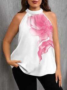 EMERY ROSE 大码女式休闲碎花吊带衫，适合夏季穿着 - 粉色 - 查看 3