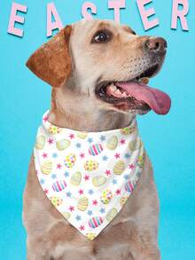 PETSIN Easter Day Dog Bandanas Pet Bibs With Easter Rabbit & Eggs Print Pet Bandanas Dog Bandanas Bibs Triangle Dog Scarf Colorful Pet Dog Bandanas For Medium Large Dog Costume Accessories Decoration - Multicolor - View 4