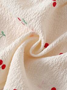 SHEIN Newborn Baby Summer Sweet Cherry Print Ruffle Trim Dress & Diaper Cover 2pcs Set - Red - View 5