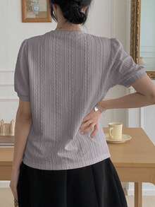 DAZY Women's Summer Round Neck Commuting Versatile Loose Casual Short Sleeve T-Shirt - Light Grey - View 3