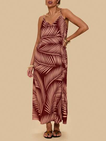 Travachic Plus Size Women Vacation Casual Retro Front Tie Bow Dress