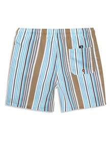 Manfinity KASUA Pantalones cortos de playa con cordón en la cintura y estampado de rayas para hombres - Azul menta - Ver 4