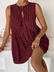 Siren Gaze 女士纯色扭结设计褶皱休闲度假约会派对迷你连衣裙 女士度假连衣裙 女士休闲连衣裙 夏季休闲连衣裙 酒红色连衣裙 女士休闲吊带裙 女士夏季连衣裙 度假装 女士度假连衣裙 女士沙滩连衣裙 女士休闲连衣裙 女士吊带裙 女士休闲连衣裙 夏季褶皱连衣裙 无袖连衣裙 酒红色连衣裙 - 酒紅色 - 查看 8