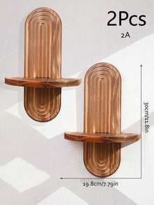 SHEIN 1 件木制拱形顶墙搁板，垂直板条设计装饰展示架，现代客厅和卧室家居装饰，用于展示装饰品的储物架 - 彩色 - 查看 16