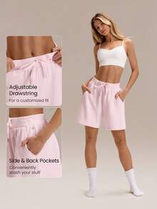 GLOWMODE SoftCalm Modal Bermuda Adjustable Pocket Shorts Daily Casual Lounging Summer - Pink - View 3