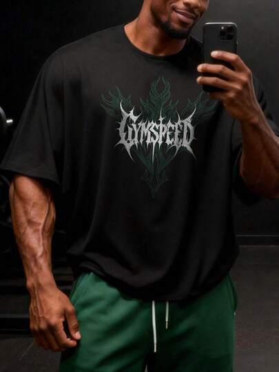 GymBeat 男士圆领字母印花休闲百搭日常穿着及运动T恤