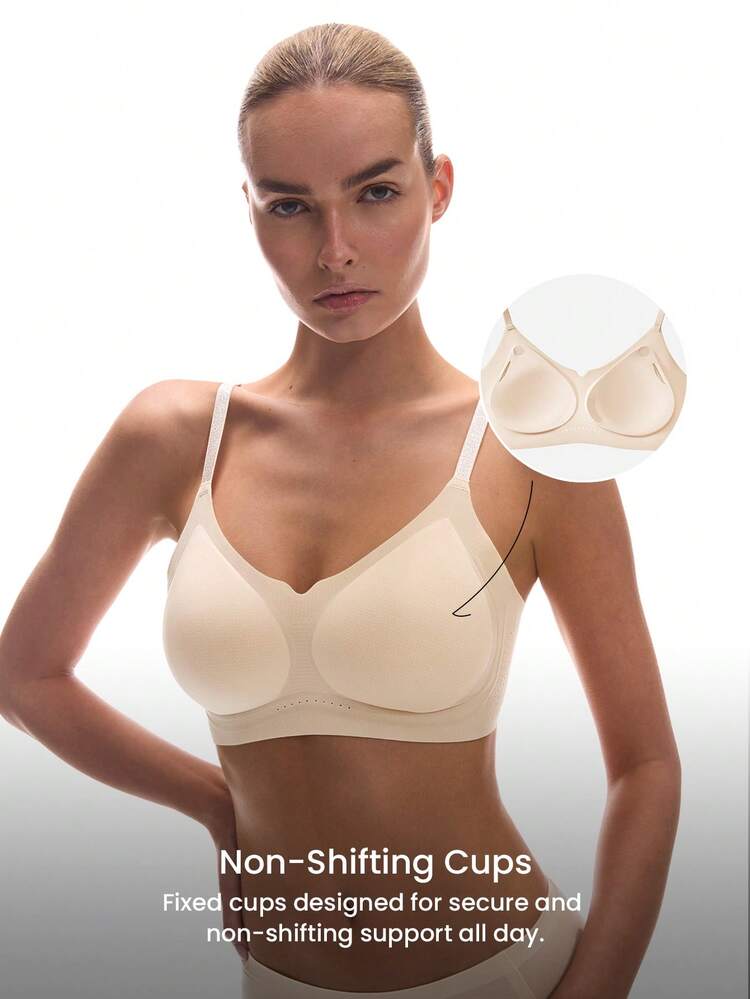 Reggiseno senza fili Dream Curve, traspirante e senza cuciture, con scollo a V, color nudo leggero, adatto anche per adolescenti, giovani e bambine