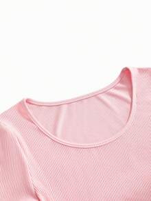 Modmama Camiseta plisada de manga corta y cuello redondo informal para mujeres embarazadas - Multicolor - Ver 6