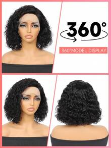 13*4*1 深卷曲蕾丝前假发，真人发短款波波头假发，预先拔毛并带有婴儿发，女士水洗假发 - S1 - 查看 4