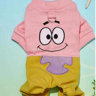 SpongeBob SquarePants | PETSIN 1 Piece Embroidered Cute Cartoon Pattern Pet Jumpsuit, Comfortable Clothes For Cats And Dogs, Casual And Comfortable Four Legged Clothes