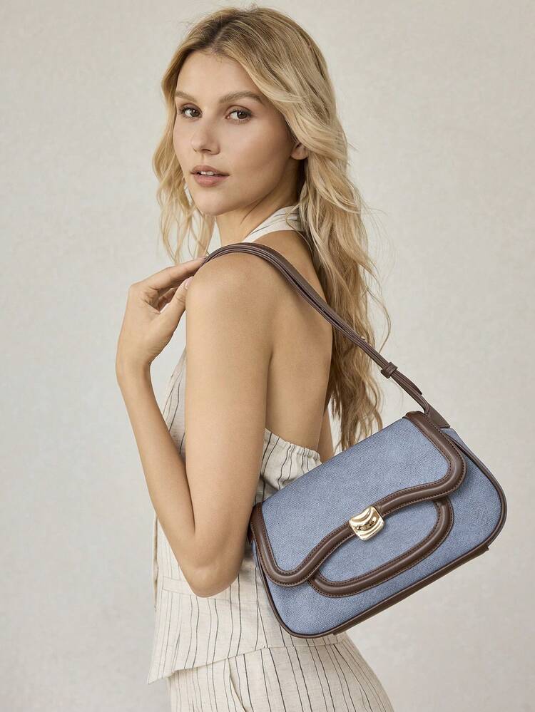 WOMEN'S SHOULDER BAG, FASHIONABLE COMMUTER SPLICING SHOULDER BAG