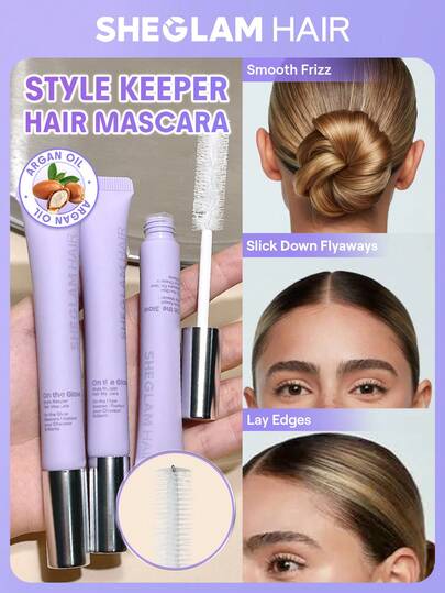 SHEGLAM HAIR On The Glow Style Keeper 睫毛膏、防毛躁飛散發棒、定型棒，柔軟定型不結塊，無粘性殘留，易於沖洗，防汗配方，持久耐用，適合工作、外出和休閒時使用，可有效防止飛散的頭髮和嬰兒毛髮 生日 禮物 粉紅色的 氛圍 化妝品 派對 海灘 旅行 露營 學校 校園 節慶 玫瑰 展示 女孩 魅力 最好的 婦女節 愛自己 春天 護髮