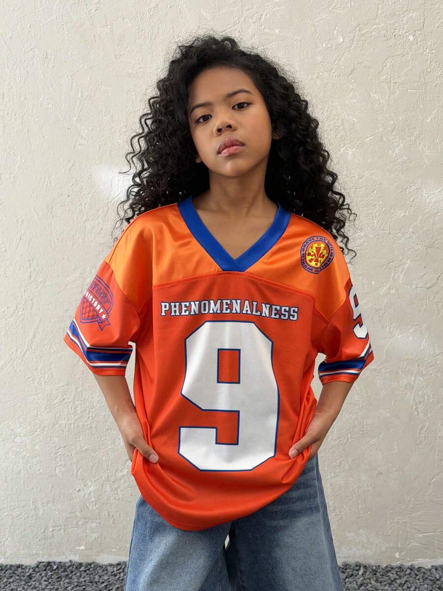 Coolane Kids Áo thun ngắn tay cổ chữ V dáng casual mùa hè cho bé gái tuổi teen - trái cam - Xem 1