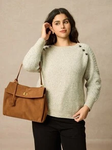 Juhart Women's Solid Color Casual Everyday Pullover Sweater Winter Fall Autumn - Khaki - View 3