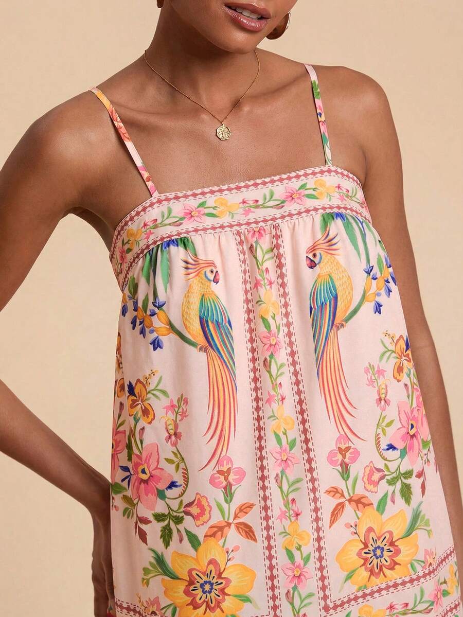 Travachic 女士度假印花宽松吊带背心 - 彩色 - 查看 1