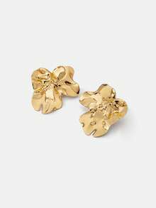 Lumivelle 1 Pair Geometric Chic Iron Stud Earrings, Suitable For Weddings, Parties And Daily Wear - Yellow Gold - View 1