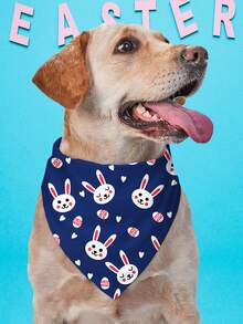 PETSIN Easter Day Dog Bandanas Pet Bibs With Easter Rabbit & Eggs Print Pet Bandanas Dog Bandanas Bibs Triangle Dog Scarf Colorful Pet Dog Bandanas For Medium Large Dog Costume Accessories Decoration - Multicolor - View 6