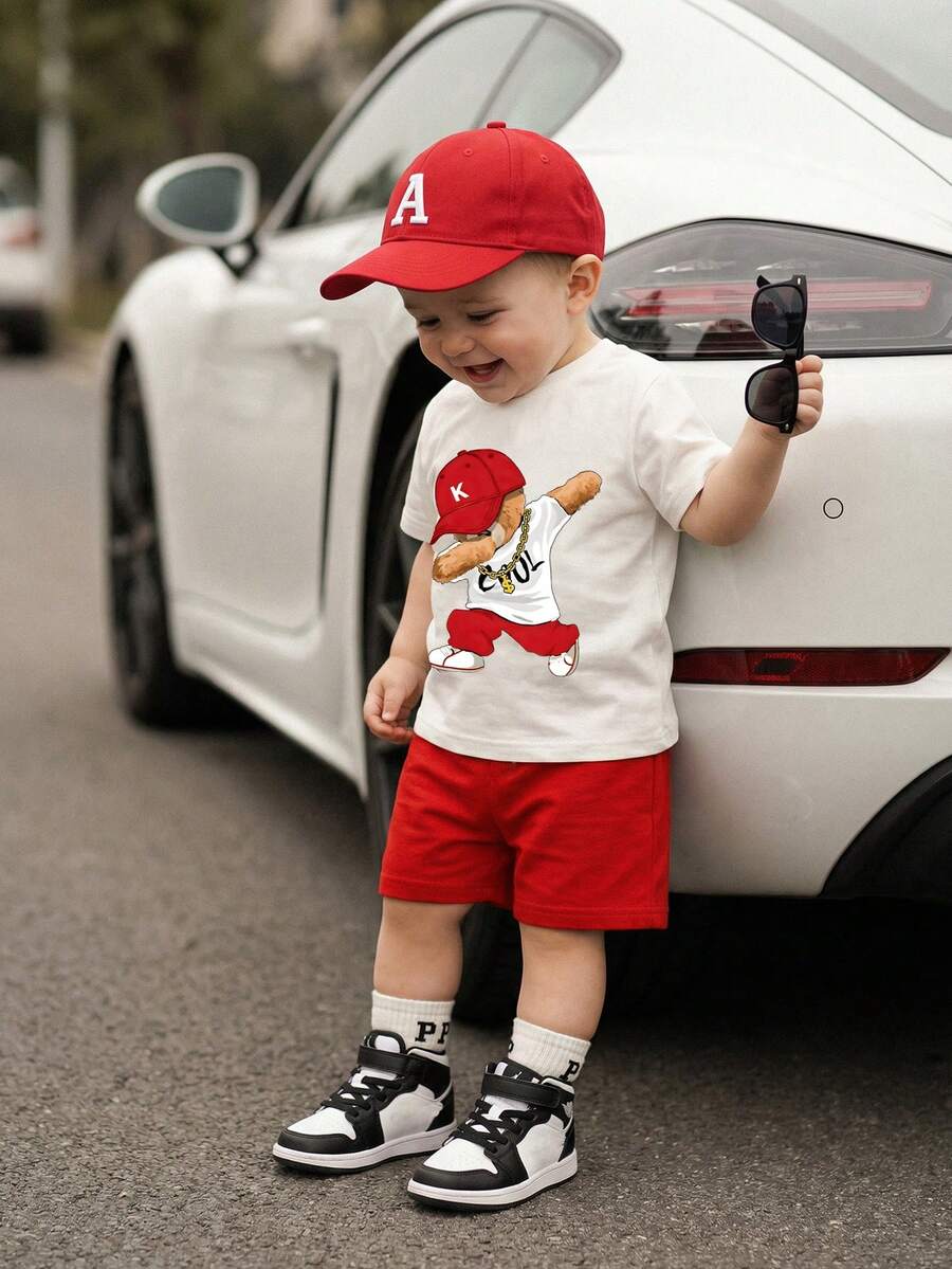 Toddler Boys' Casual Round Neck Short Sleeve Outfit, Summer - Multicolor - View 1