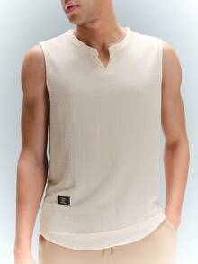 Driftmere 男士夏季字母拼貼細節V領背心 - 杏色 - 查看 6