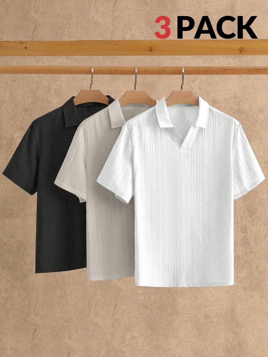 HIMLAND 3件装男士简约冰丝短袖Polo衫,夏季 - 彩色 - 查看 1