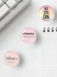 3个/6个/12个套装 随机励志语录水晶玻璃冰箱贴 - 多色 - 查看 3